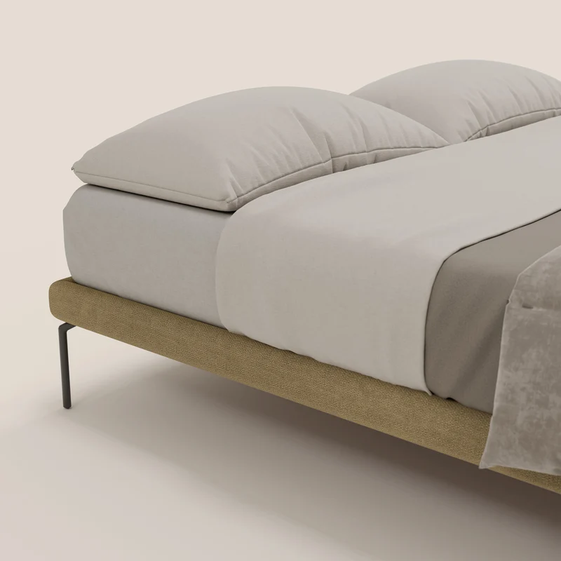 Ring sommier déhoussable avec pieds H 24cm en tissu imperméable T14 beige