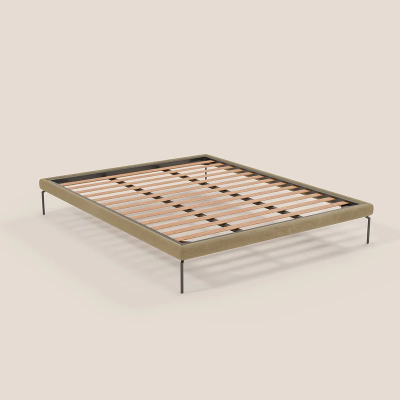 Ring sommier déhoussable avec pieds H 24cm en tissu imperméable T14 beige