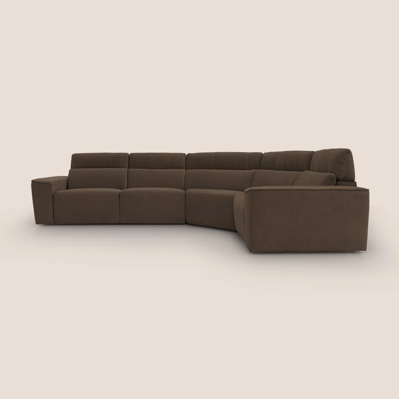 Clark canapé modulable d'angle REVERSIBLE avec option relax électrique en tissu détachable imperméable T17 marron