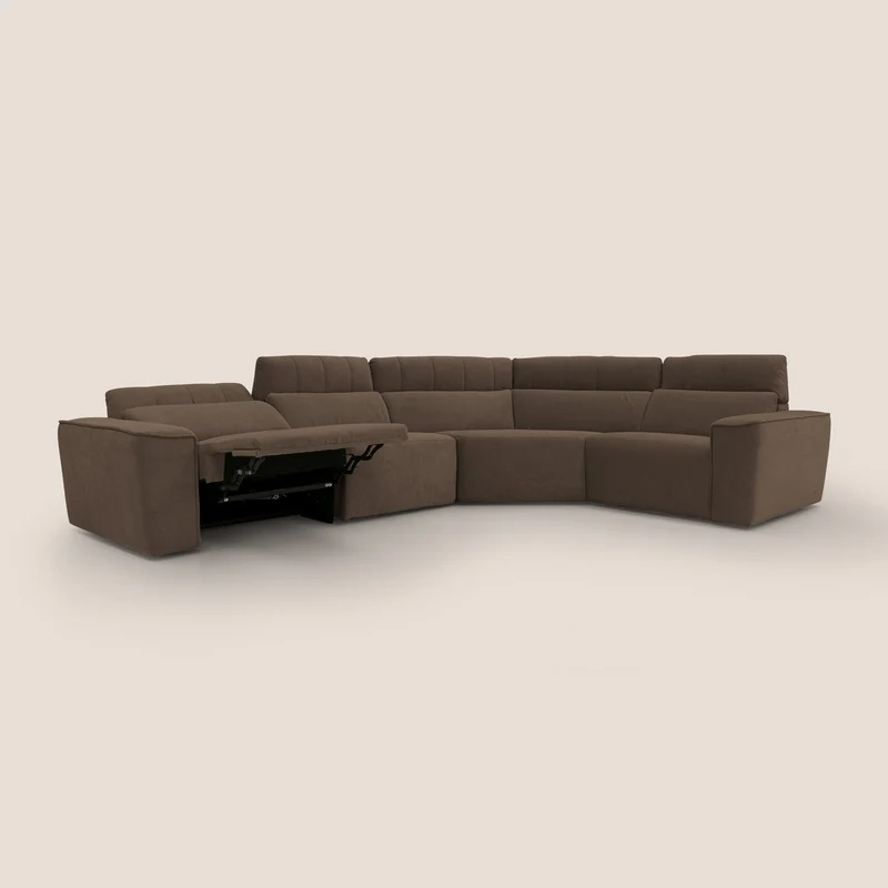 Clark canapé modulable d'angle REVERSIBLE avec option relax électrique en tissu détachable imperméable T17 marron