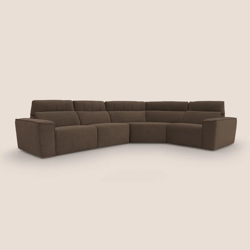 Clark canapé modulable d'angle REVERSIBLE avec option relax électrique en tissu détachable imperméable T17 marron