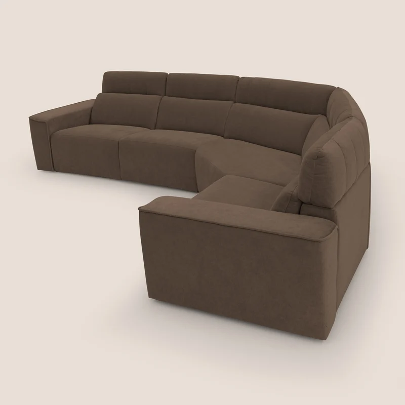 Clark canapé modulable d'angle REVERSIBLE avec option relax électrique en tissu détachable imperméable T17 marron