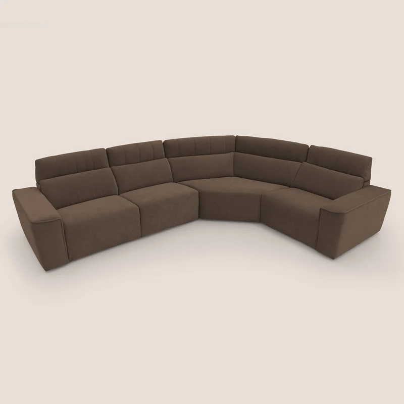 Clark canapé modulable d'angle REVERSIBLE avec option relax électrique en tissu détachable imperméable T17 marron