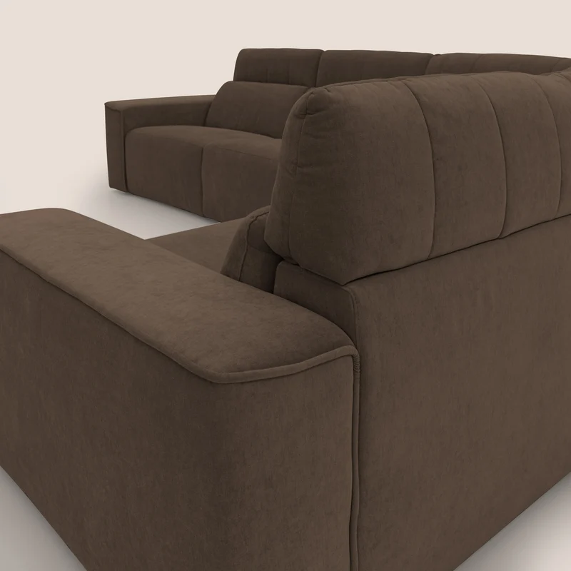 Clark canapé modulable d'angle REVERSIBLE avec option relax électrique en tissu détachable imperméable T17 marron