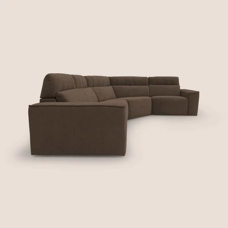 Clark canapé modulable d'angle REVERSIBLE avec option relax électrique en tissu détachable imperméable T17 marron