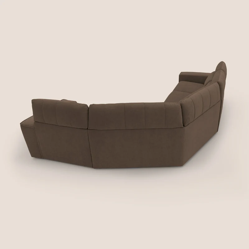 Clark canapé modulable d'angle REVERSIBLE avec option relax électrique en tissu détachable imperméable T17 marron
