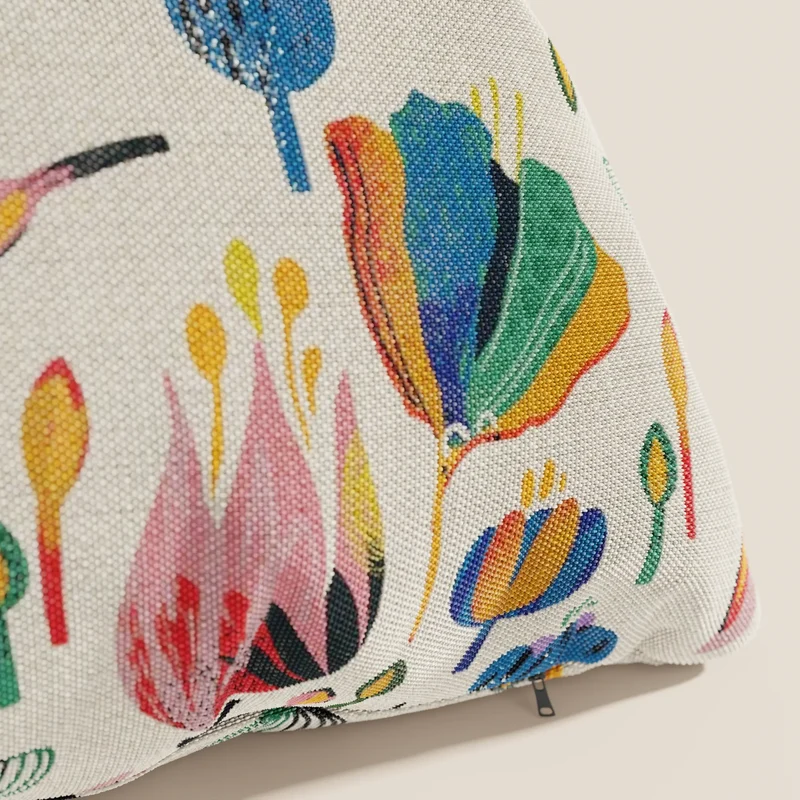 Joy Collection de coussins à motifs multicolores en tissu de coton frais et imperméable crème