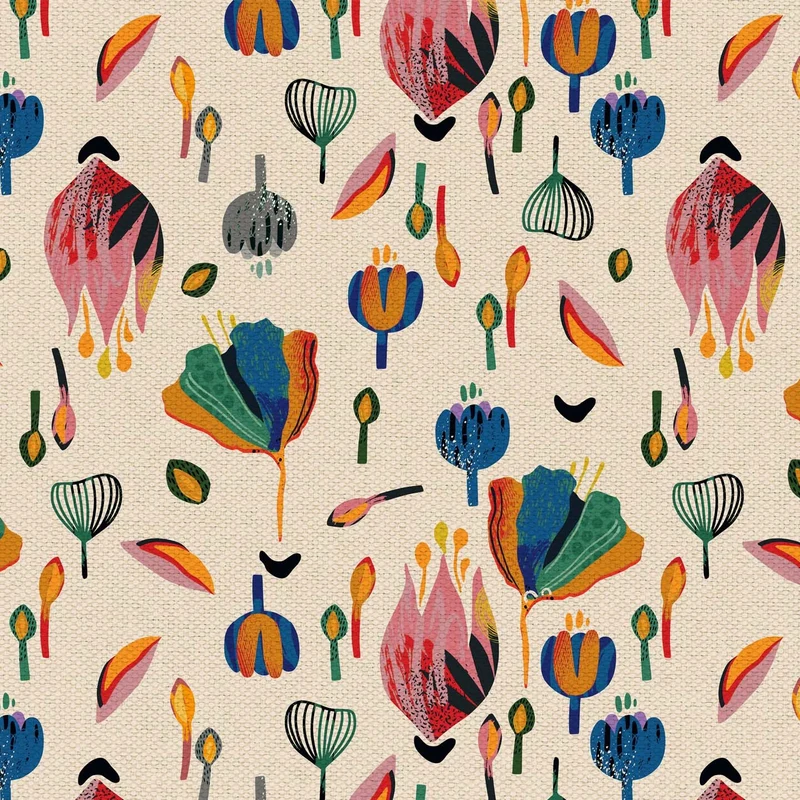 Joy Collection de coussins à motifs multicolores en tissu de coton frais et imperméable crème