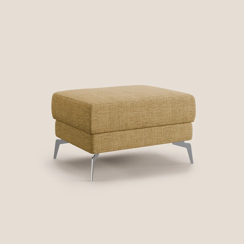 Star Pouf avec pieds hauts en tissu imperméable doux entrelacé T06 jaune