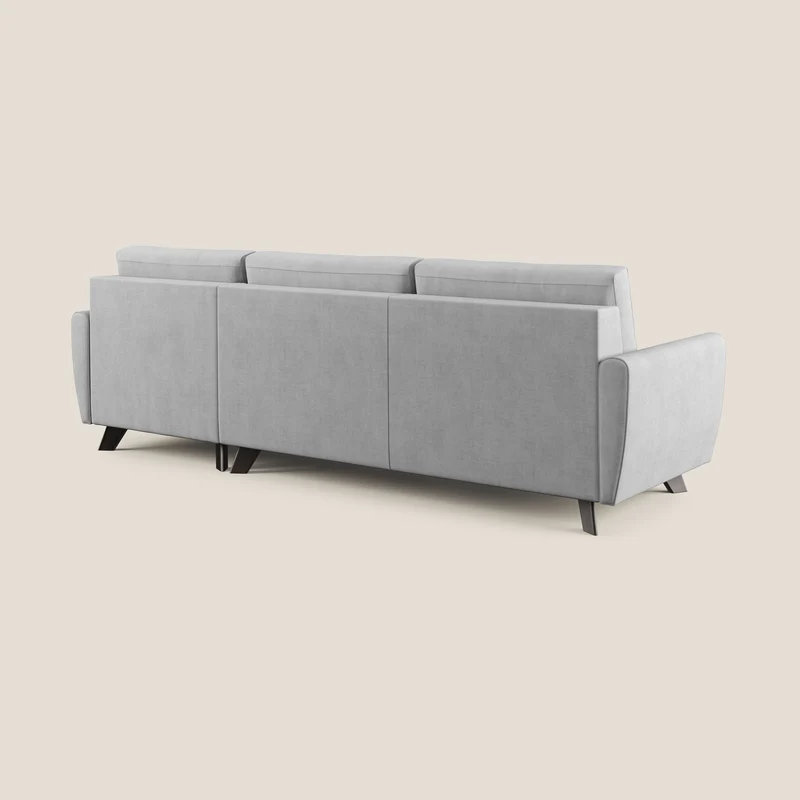 Callisto Canapé d'angle convertible en tissu doux imperméable T02 gris clair
