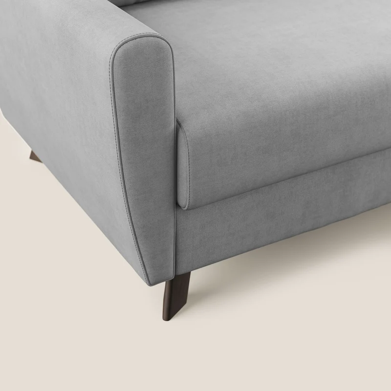 Callisto Canapé d'angle convertible en tissu doux imperméable T02 gris clair