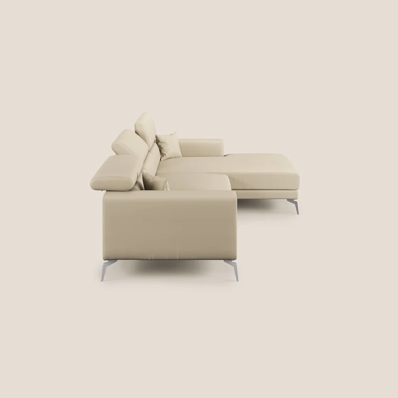 Blade Canapé d'angle moderne avec têtières inclinables en Similicuir T04 crème