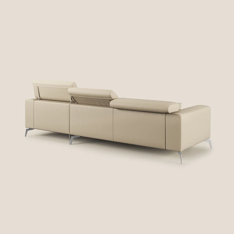 Blade Canapé d'angle moderne avec têtières inclinables en Similicuir T04 crème