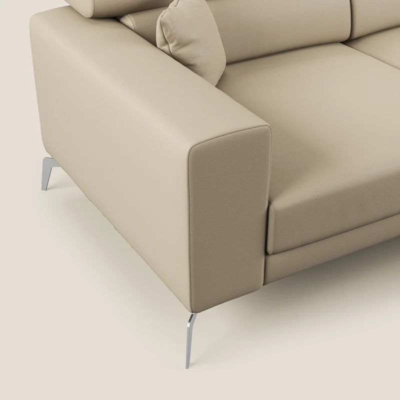 Blade Canapé d'angle moderne avec têtières inclinables en Similicuir T04 crème