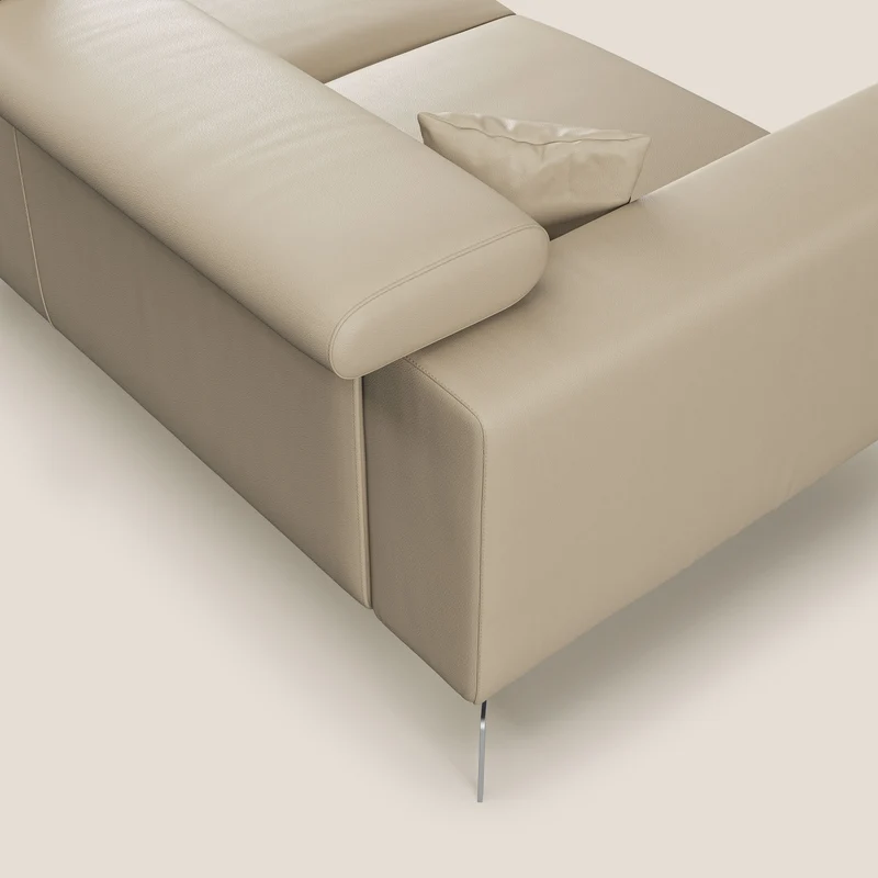 Blade Canapé d'angle moderne avec têtières inclinables en Similicuir T04 crème
