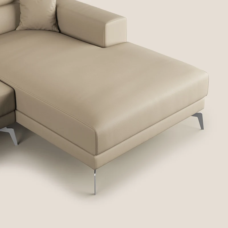 Blade Canapé d'angle moderne avec têtières inclinables en Similicuir T04 crème