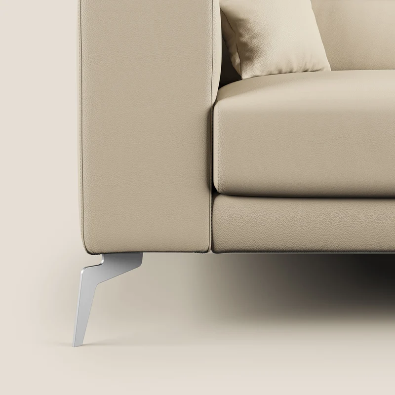 Blade Canapé d'angle moderne avec têtières inclinables en Similicuir T04 crème