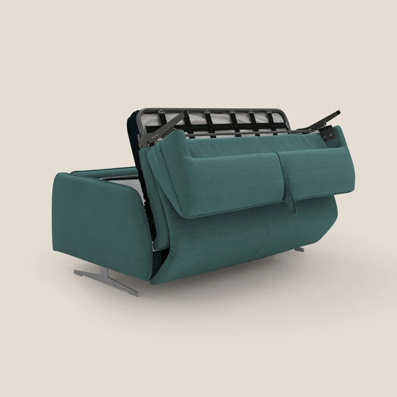 Texas Canapé convertible matrimonial moderne en tissu imperméable T19 bleu canard