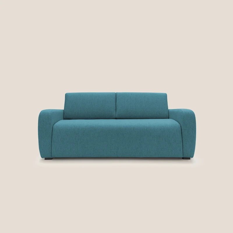 Duna Canapé lit convertible matelas 20cm en tissu doux flammé imperméable T03 bleu ciel