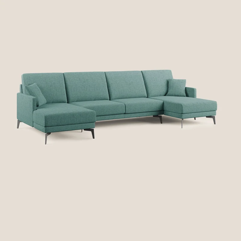Saturno canapé panoramique moderne en tissu doux imperméable T03 vert d'eau