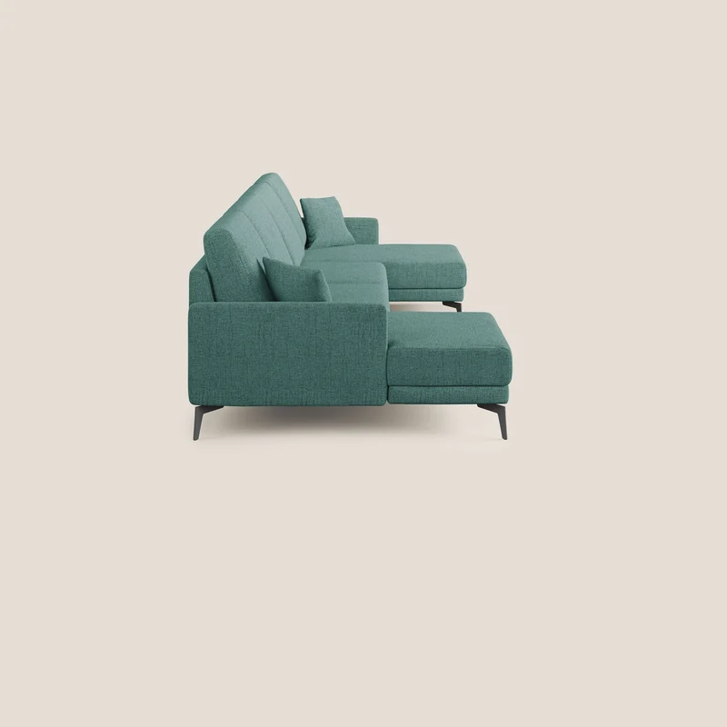 Saturno canapé panoramique moderne en tissu doux imperméable T03 vert d'eau