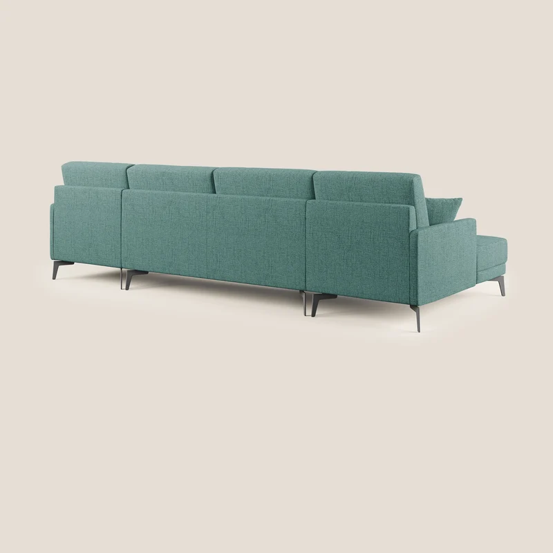 Saturno canapé panoramique moderne en tissu doux imperméable T03 vert d'eau