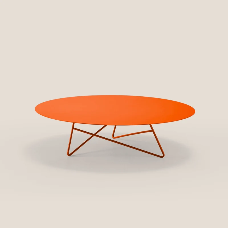 Ermione Table basse ronde pour salon en métal h25 citrouille