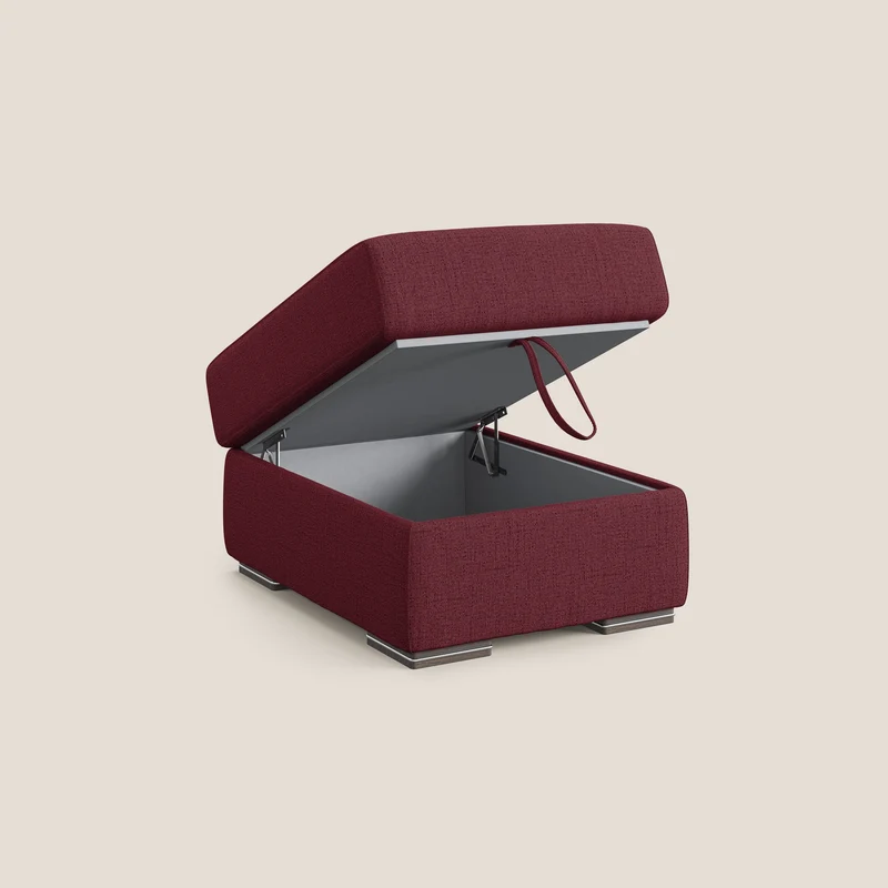 Sun pouf coffre en tissu imperméable flammé T03 rouge