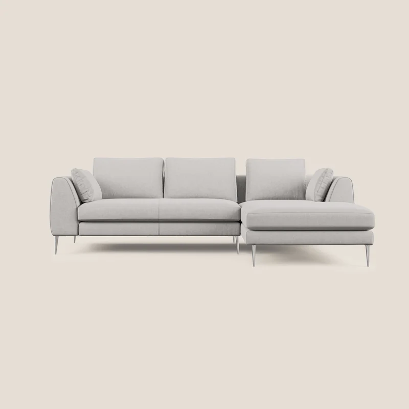 Plano canapé d'angle moderne en microfibre technique détachable T11 gris clair