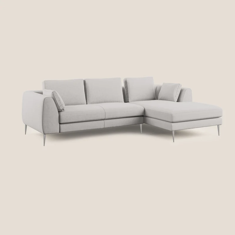 Plano canapé d'angle moderne en microfibre technique détachable T11 gris clair