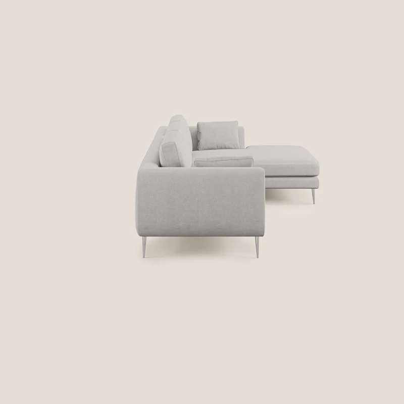 Plano canapé d'angle moderne en microfibre technique détachable T11 gris clair