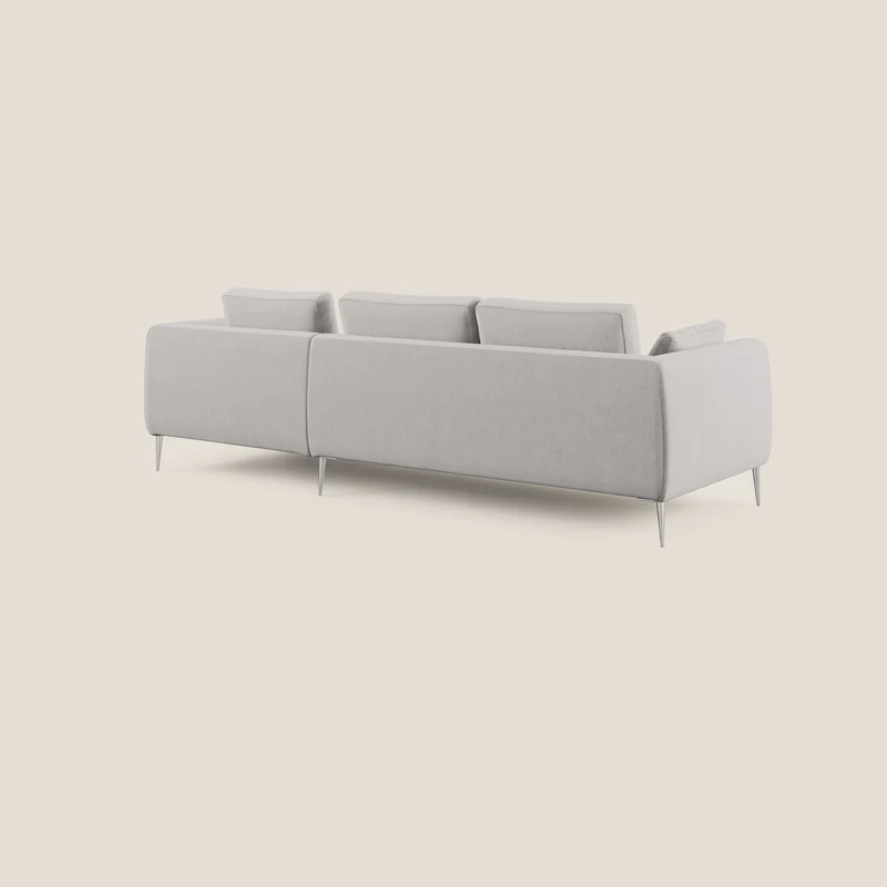 Plano canapé d'angle moderne en microfibre technique détachable T11 gris clair