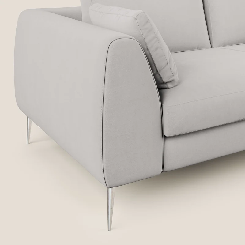 Plano canapé d'angle moderne en microfibre technique détachable T11 gris clair