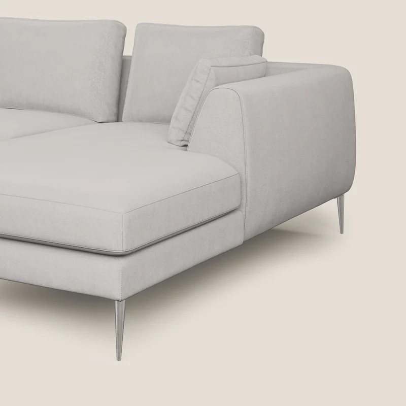 Plano canapé d'angle moderne en microfibre technique détachable T11 gris clair