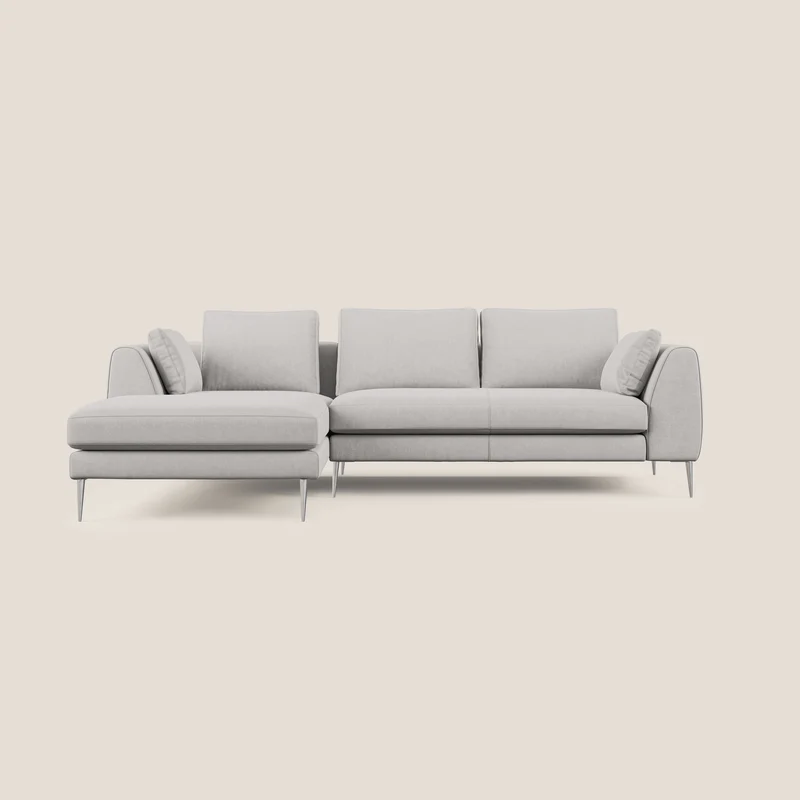 Plano canapé d'angle moderne en microfibre technique détachable T11 gris clair