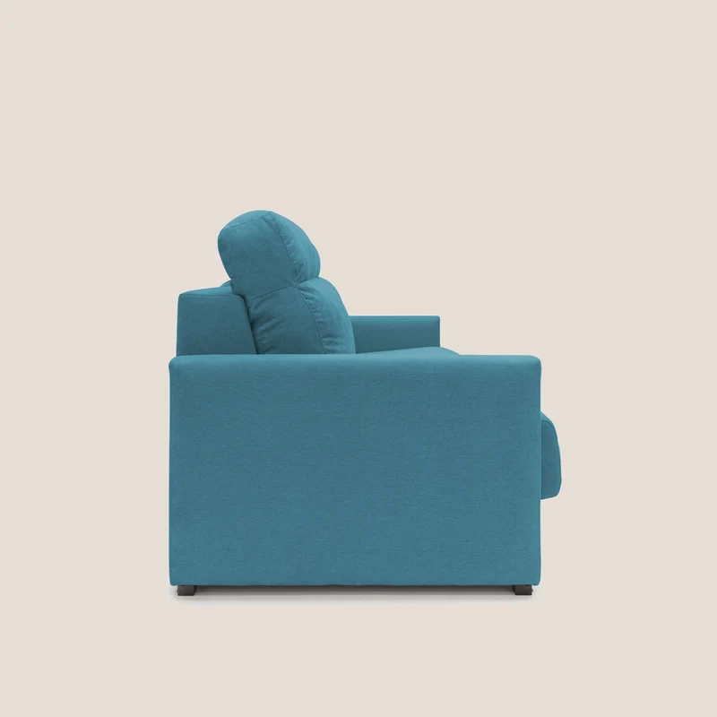 Margot canapé convertible au dossier haut et moelleux en tissu doux imperméable T02 bleu ciel