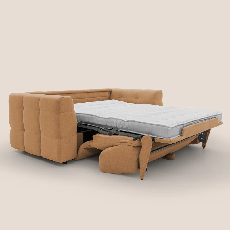 Tender Canapé convertible avec matelas H14 cm en bouclette imperméable T07 orange