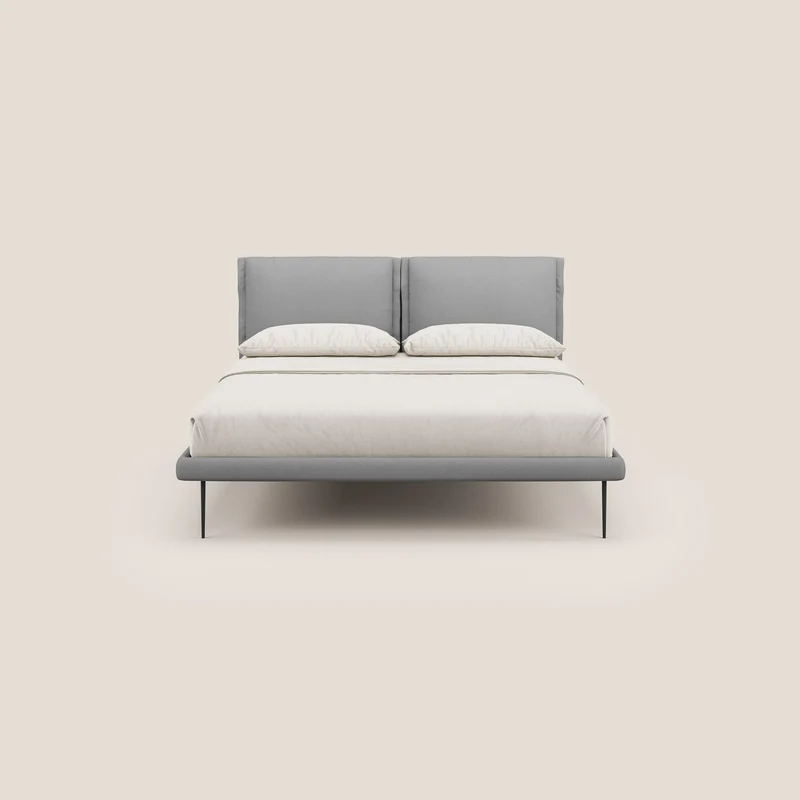Noah lit avec coussins réglables et pieds hauts en métal en tissu détachable T05 gris