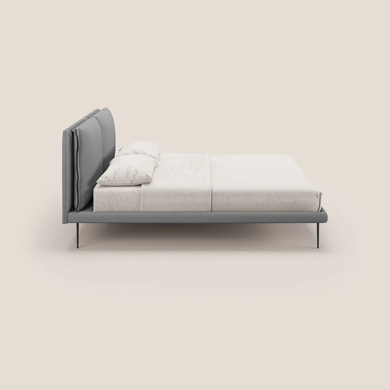 Noah lit avec coussins réglables et pieds hauts en métal en tissu détachable T05 gris
