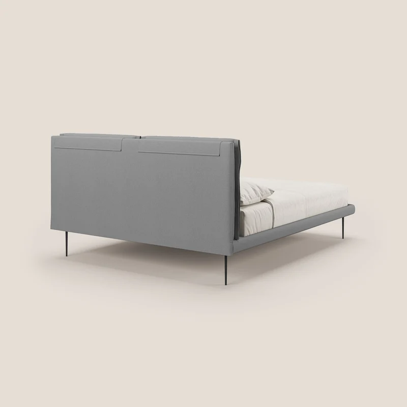 Noah lit avec coussins réglables et pieds hauts en métal en tissu détachable T05 gris