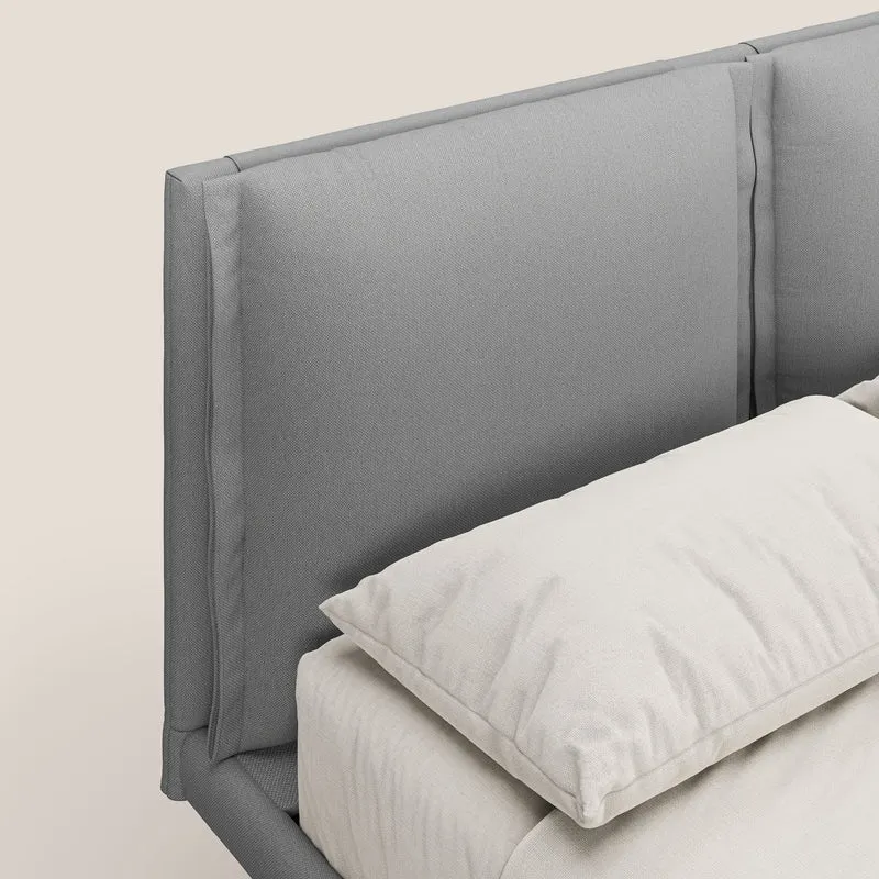 Noah lit avec coussins réglables et pieds hauts en métal en tissu détachable T05 gris