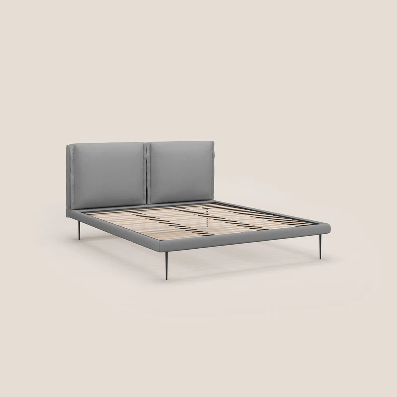 Noah lit avec coussins réglables et pieds hauts en métal en tissu détachable T05 gris