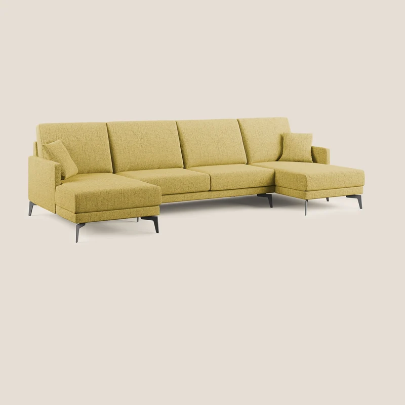 Saturno canapé panoramique moderne en tissu doux imperméable T03 jaune