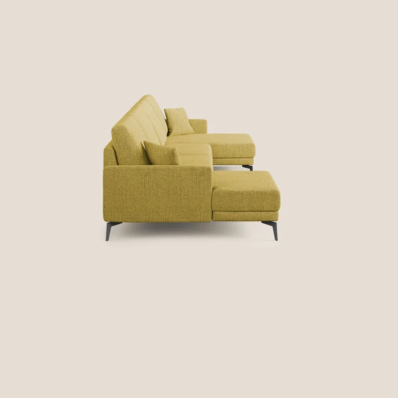 Saturno canapé panoramique moderne en tissu doux imperméable T03 jaune