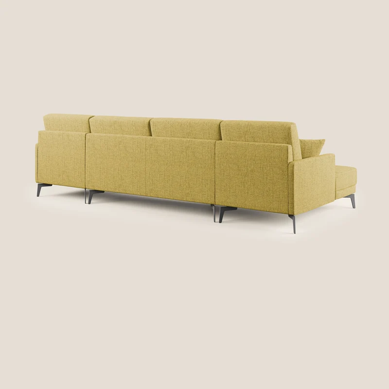 Saturno canapé panoramique moderne en tissu doux imperméable T03 jaune