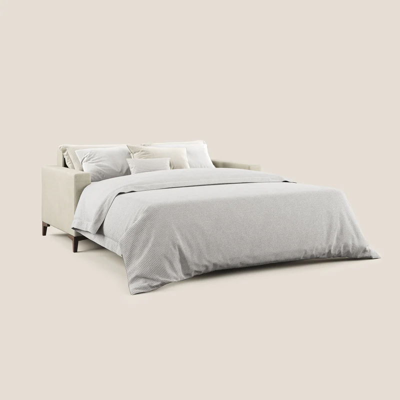 Kafka canapé lit convertible en tissu doux imperméable T02 crème