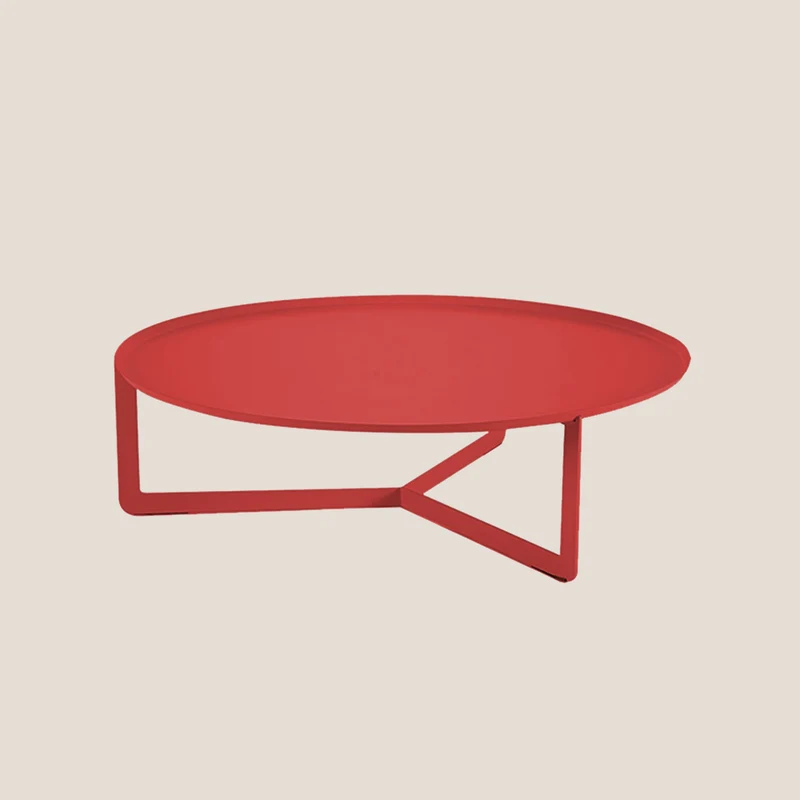 Round Table basse ronde de salon en métal h23 cm coquelicot