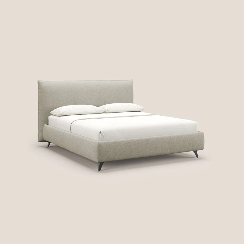 EROS lit rembourré en duvet d'oie avec coffre de rangement en bouclette précieuse détachable T16 beige