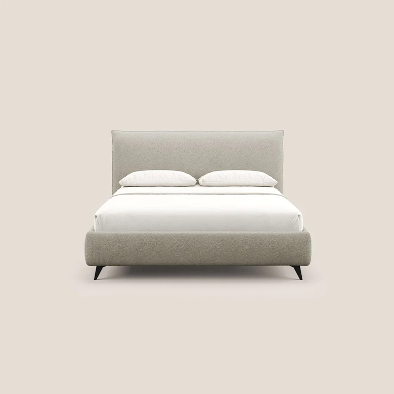 EROS lit rembourré en duvet d'oie avec coffre de rangement en bouclette précieuse détachable T16 beige