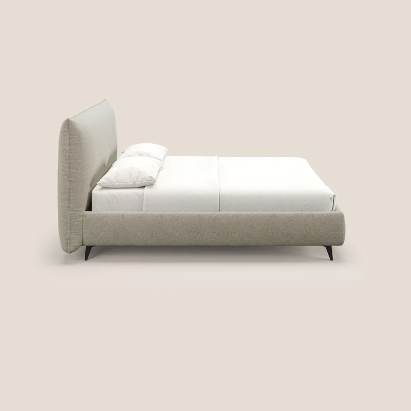 EROS lit rembourré en duvet d'oie avec coffre de rangement en bouclette précieuse détachable T16 beige
